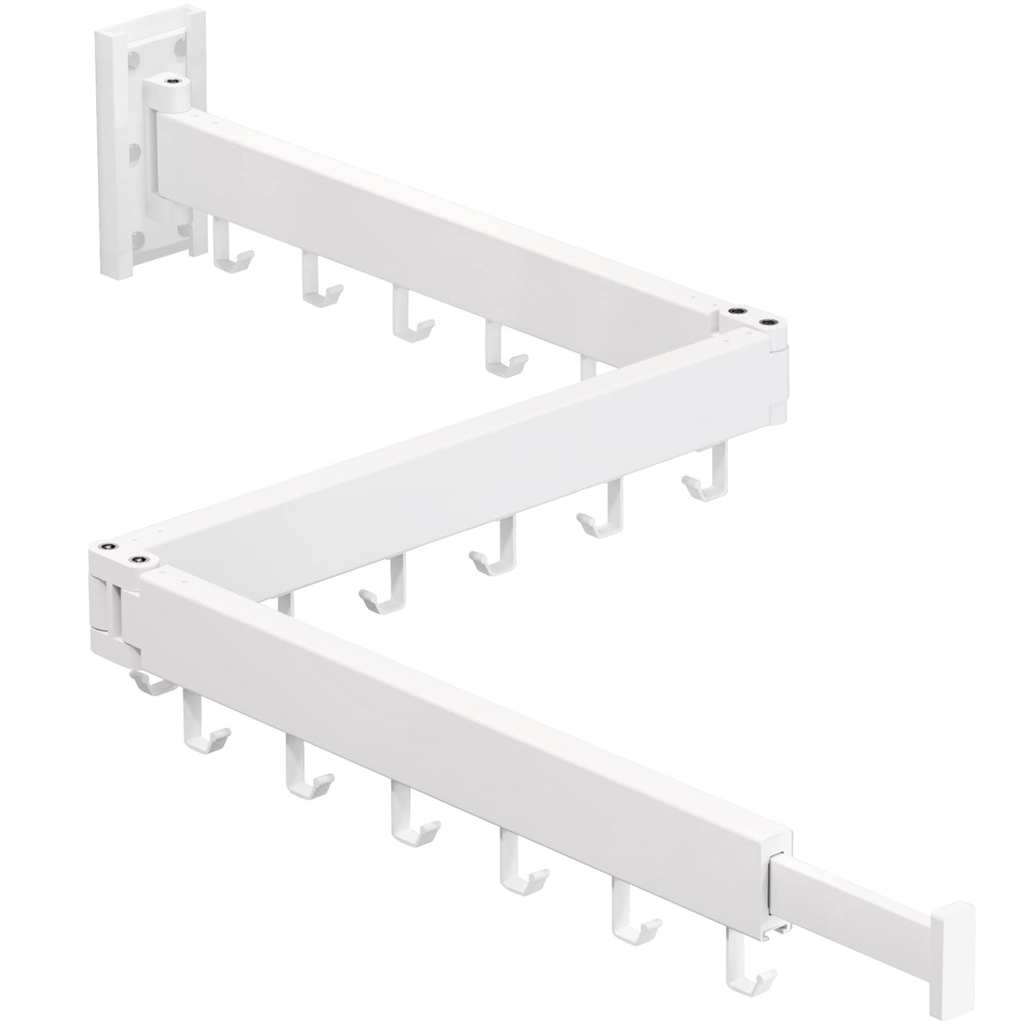 Clothes Drying RackLaundry Drying rackWall Mounted Clothes RackClothes Hanging RackLaundry Rack Wall MountFolding Retractable Collapsible Drying Rack Clothing (Three-PolesJ HooksWhite)